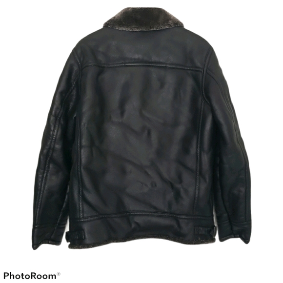 NWOT Vegan leather moto jacket with faux fur trim - Picture 2 of 3